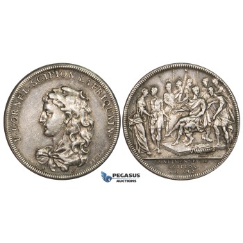 ZK37, Switzerland, Silver Medal (1740-1750) (Ø31.5mm, 10.40g) by J. Dassier, Scipio Africanus, Roman Republic Consul
