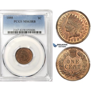 ZK39, United States, Indian Head Cent 1888, PCGS MS63RB