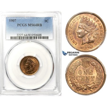 ZK41, United States, Indian Head Cent 1907, PCGS MS64RB