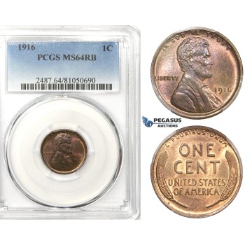 ZK43, United States, Lincoln Cent 1916, PCGS MS64RB
