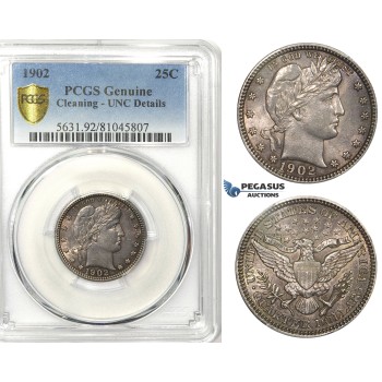 ZK47, United States, Barber Quarter Dollar (25C) 1902, Silver, PCGS UNC (Toned)