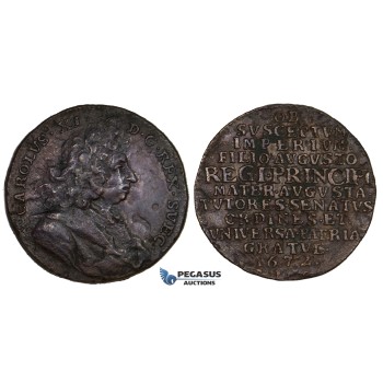 ZK76, Sweden, Karl XI, Bronze Token Medal 1672 (Ø25mm, 5.94g) ZK76, Sweden, Karl XI, Bronze Token Medal 1672 (Ø25mm, 5.94g)