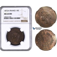 ZL05, France, Third Republic, 10 Centimes 1872-A, Paris, NGC MS64BN