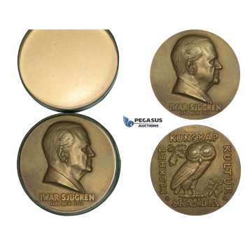 ZL35, Sweden, Bronze Medal 1953 (Ø65mm. 91.8g) Iwar Sjogren, Medicine, Owl