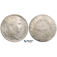 ZL49, France, Napoleon I, 5 Francs 1812-A, Paris, Silver, gXF, Cleaned