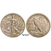 ZL63, United States, Walking Libery Half Dollar (50C) 1919-S, San Francisco, Silver, Toned AU, Rare!