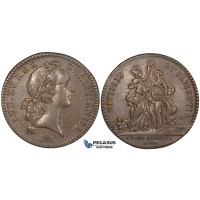 ZL70, France, Louis XV, Bronze Token Medal 1744 (Ø44mm, 6.65g) by Roettiers, Owl