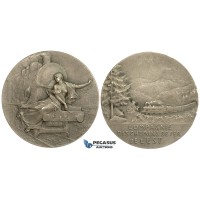 ZL71, France, Silver Art Nouveau Medal (Ø41mm, 36.5g) by Vernon, Train, East Railroad