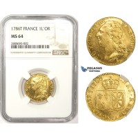 ZM115, France, Louis XVI, Louis D'or 1786-T, Nantes, Gold, NGC MS64