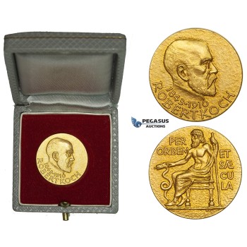 ZM125, Germany, Gold Medal (1910) (Ø25mm, 13.96g) by Albert Holl, Robert Koch, Nobel Laureate, RR!!