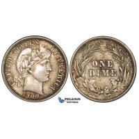 ZM13, United States, Barber Dime (10C) 1900, Philadelphia, Silver, Toned Mint State