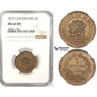 ZM132, Luxembourg, William III, 5 Centimes 1870, NGC MS64BN
