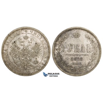 ZM132B, Russia, Alexander II, Rouble 1878 СПБ-НФ, St. Petersburg, Silver, Toned aUNC (few marks)