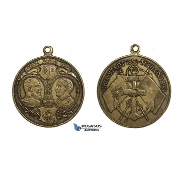 ZM133, Russia & France, Nicholas II, Bronze Medal 1893 (Ø35.5mm, 11.42g) Kronstadt & Toulon