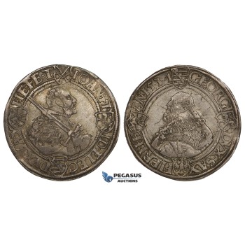 ZM165, Germany, Saxony, Johann Friedrich/Georg, Taler 1537 T, Buchholz, Silver (29.11g) Toned aEF