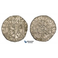 ZM190, Switzerland, Geneva, 2 Quarts (1/2 Sol or 6 Deniers) 1554 IHS, Billon (0.85g) EF, Rare! ZM190, Switzerland, Geneva, 2 Quarts (1/2 Sol or 6 Deniers) 1554 IHS, Billon (0.85g) EF, Rare!