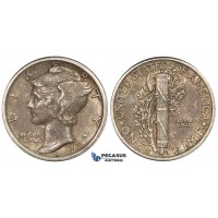 ZM191, United States, Mercury Dime (10C) 1917-D, Denver, Silver, Toned & Lustrous AU FB