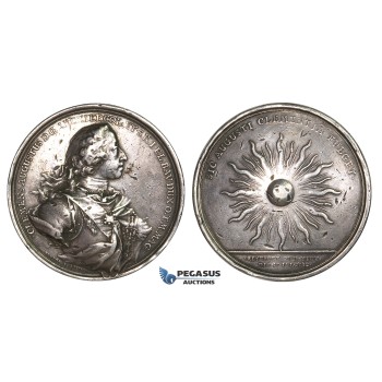 ZM222, Germany, Bavaria, Clemens August, Silver Medal 1750 (Ø61mm, 88.1g) by Schega, RR!!!