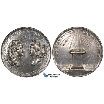 ZM227, Sweden & Germany, Gustav III, Silver Medal ND (Ø33mm, 13.41g) by Fehrman, Louisa Ulrika of Prussia