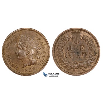 ZM248, United States, Indian Cent 1867, Philadelphia, Die Clash, AU