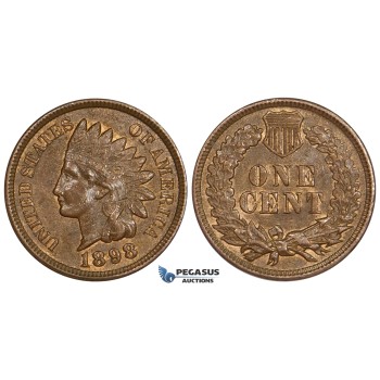ZM250, United States, Indian Cent 1898, Philadelphia, Much red, AU-UNC