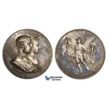 ZM261, Austria,  Franz Joseph, Silver Medal 1881 (Ø55mm, 82.1g) by Tautenhayn, Prince Rudolf Wedding