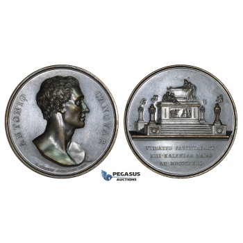 ZM290, Italy, Bronze Medal 1823 (Ø46mm, 41.1g) by Fabris, Antonio Canova, On his Death