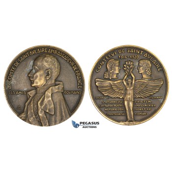 ZM292, Romania, Bronze Medal 1930 (Ø80mm, 237.4g) by Lavrillier, Saint Aulaire, Aviation