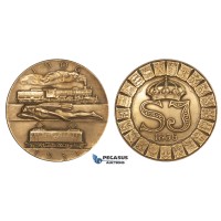 ZM296, Sweden, Art Deco Bronze Medal 1931 (Ø50mm, 48.03g) by Sporrong & Co., Train, Railroad