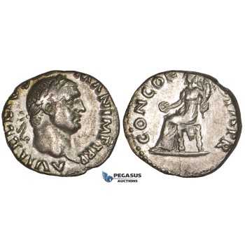 ZM302, Roman Empire, Vitellius (69 AD) AR Denarius (2.83g) Rome, 69 AD, Concordia, VF-EF, Rare!