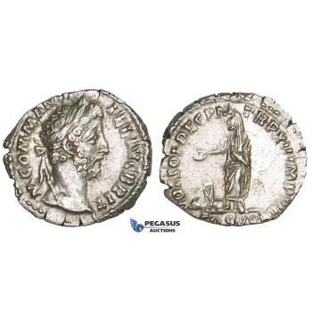 ZM304, Roman Empire, Commodus (177-192 AD) AR Denarius (2.69g) Rome, 191 AD, Commodus Standing, EF