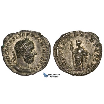ZM305, Roman Empire, Macrinus (217-218) AR Denarius (3.39g) Rome, 217/8 AD, Securitas, aEF