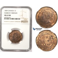 ZM312, Canada, Victoria, 1 Cent 1859, NGC MS63RB (Narrow 9)