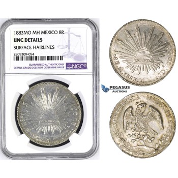 ZM426, Mexico, 8 Reales 1883 Mo MH, Mexico City, Silver, NGC UNC Details