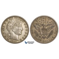 ZM446, United States, Barber Half Dollar (50C) 1910-S, San Francisco, Silver, Toned XF (Old scratch on face)