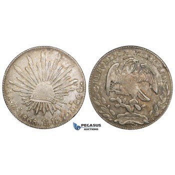ZM451, Mexico, 8 Reales 1868 Zs YH, Zacatecas, Silver, Toned aXF