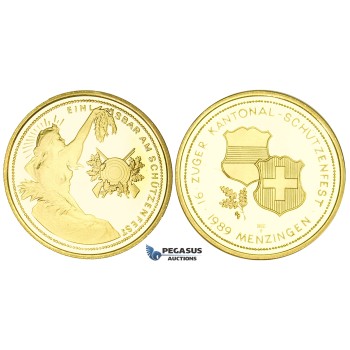 ZM457, Switzerland, Shooting 1000 Francs 1989, Le Locle, Gold (25.95g) Ch Proof