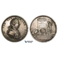 ZM472, Russia, Silvered Bronze Medal 1766 (Ø55mm, 85g) by Bauert, Baron Johann Albrecht von Korff
