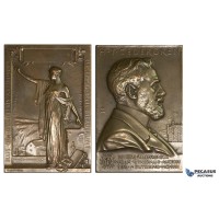 ZM477, Sweden, Bronze Art Nouveau Plaque Medal 1908 (75x52mm, 132g) by Lindberg, Electricity, Cedergren