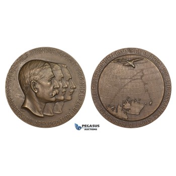 ZM478, Sweden, Bronze Medal 1930 (Ø56mm, 72.6g) by Ohlson, Arctic Balloon Polar Expedition