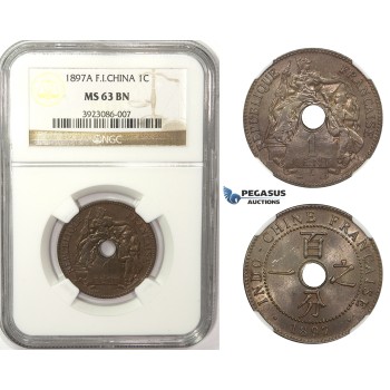 ZM52, French Indo-China, 1 Centime 1897-A, Paris, NGC MS63BN