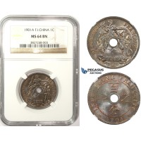 ZM53, French Indo-China, 1 Centime 1901-A, Paris, NGC MS64BN
