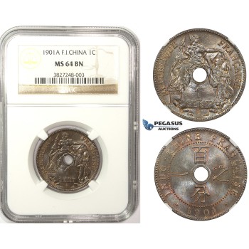 ZM53, French Indo-China, 1 Centime 1901-A, Paris, NGC MS64BN