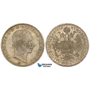 ZM550, Austria, Franz Joseph, 1/4 Gulden 1858-A, Vienna, Silver, Toned XF-UNC