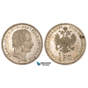 ZM552, Austria, Franz Joseph, 1/4 Gulden 1859-A, Vienna, Silver, Toned UNC