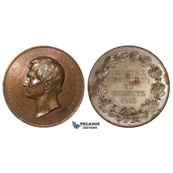 ZM58, Germany, Saxony, Johann, Bronze Medal 1867 (Ø50mm, 72.0g) by Ulbricht, Chemnitz Exhibition