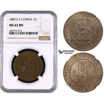 ZM580, French Indo-China, 1 Centime 1887-A, Paris, NGC MS63BN