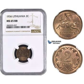ZM592, Lithuania, 2 Centai 1936, NGC MS65RB