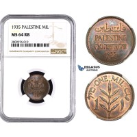ZM598, Palestine, 1 Mil 1935, NGC MS64RB