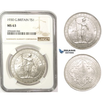 ZM62, Great Britain, Trade Dollar 1930, Silver, NGC MS63
